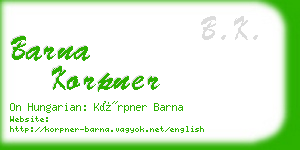 barna korpner business card